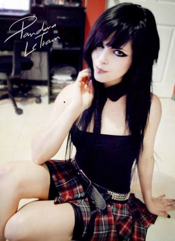 Emo long hair secretary